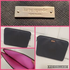 EC Kate Spade New York Black Padded Laptop/Tablet Sleeve, Zip Close Business